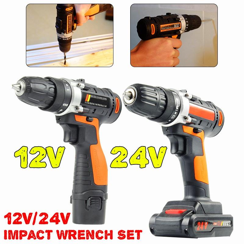12V/24V Brushless Cordless Screwdriver Rechargeable Drill Power Tool Multi-function Electric Drill