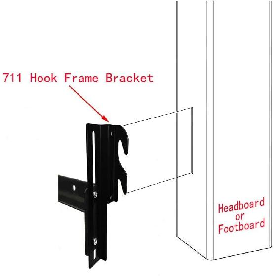 CAFORO #711 Bolt-On To Hook-On Conversion Bed Frame Brackets, Bed Rail Headboard Bracket, Bed Hook Adapter Kit (Set of 2)