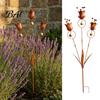 Kupferfarbenes Gartendekorationselement Flamme Metall Lilie Tulpe Pfahl mit Windspielglocken, Rustikal Wetterfest Friedliche Ambiente Zubehör Hof Dekoration