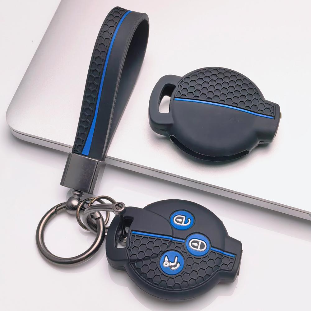 Silicone Remote Key Cover for Smart Fortwo Forfour Roadster City Coupe City Cabrio with Keychain Honeycomb Texture Anti Scratch Remote Key Protector
