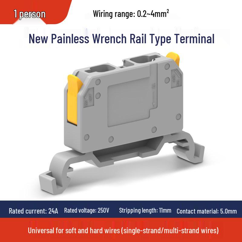 PT4 Rail-Mounted Terminal Block: Solderless, Painless Wrench-Free Copper Wire Connector UK