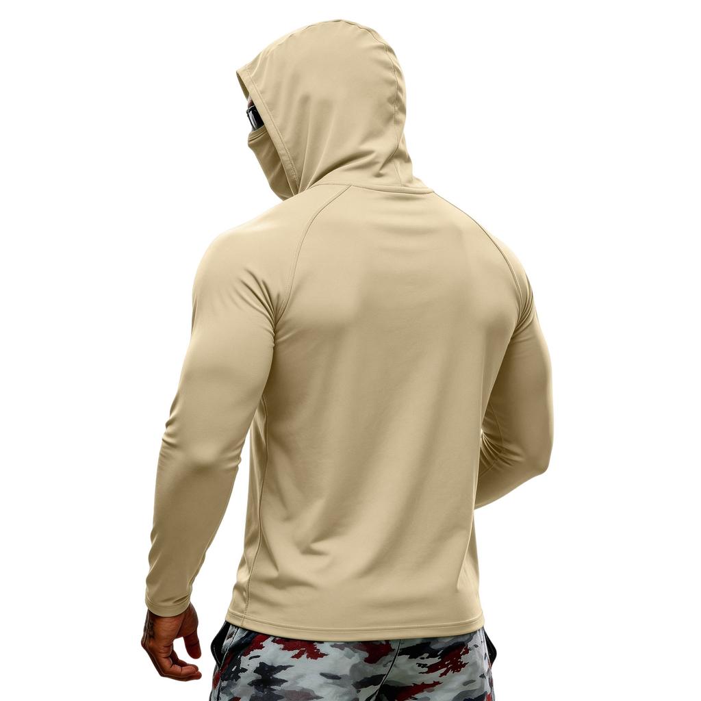 Men's Lightweight Long Sleeve Hooded Shirt Sun Athletic Pullover for Outdoor Sports Fishing and Fitness Activities