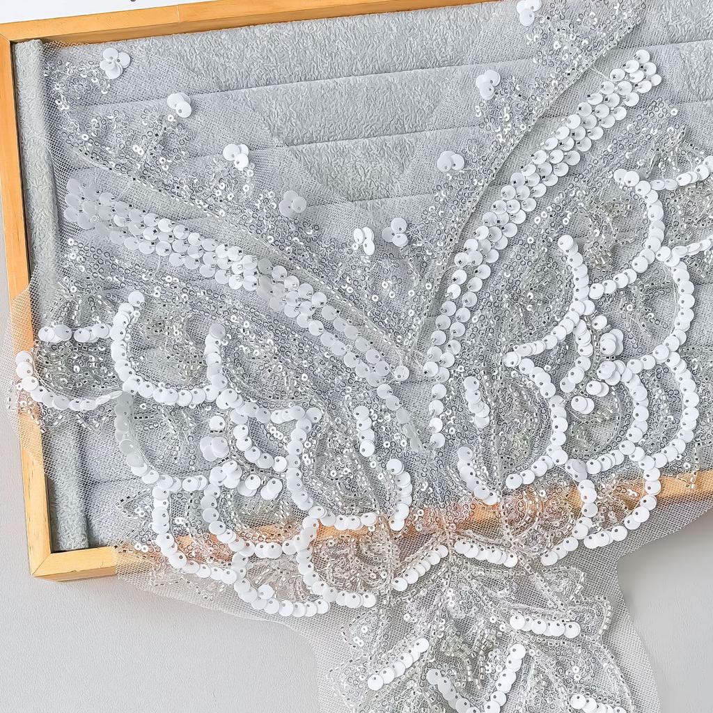 Lace Embroidery Sequined Beaded Embroidery Chest Collar Flower Wedding Dress Dress Decorative Accessories Diy Breast Flower Stickers Ins