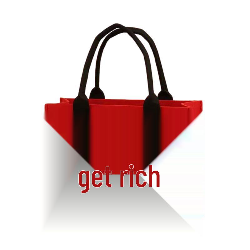 Large Red Felt Handbag: Joy & Prosperity Holiday Gift Bag for New Year and Christmas