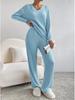 European & American Autumn/Winter Two-Piece Set: V-Neck Ribbed Knit & Casual Straight-Leg Pants