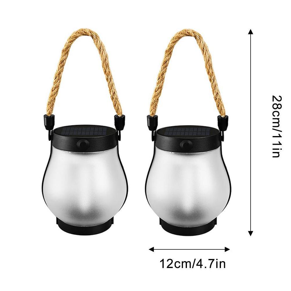 1/2PCS Dancing Flame Solar Lantern Outdoor Lights for Patio Garden,Flickering Flame Solar Lantern Waterproof 2 Mode USB Charging