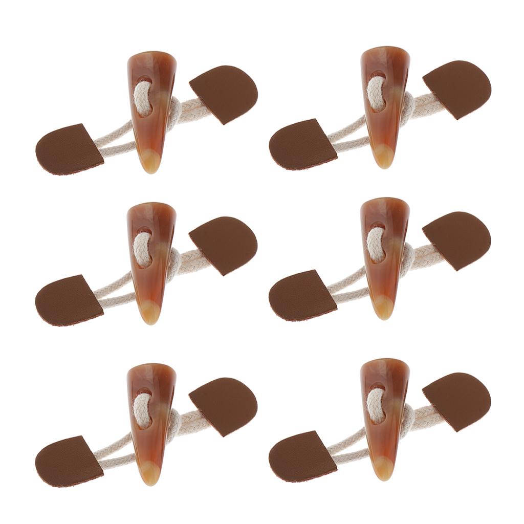 6X Sew On Faux Leather Tab Closure 2.83 inch Duffle Coat Tab