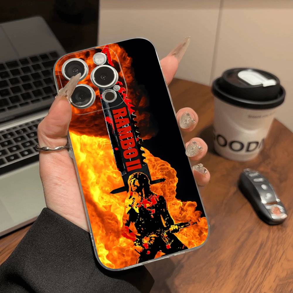 

1pc Movie Rambo First Blood Transparent Phone Case For IPhone 16 15 14 13 12 11 Pro Max Plus Soft Cover iPhone 11