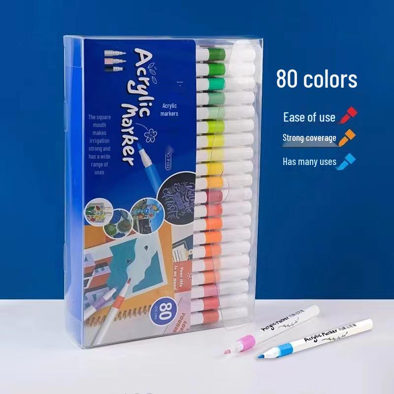 80-Color Acrylic Marker Set for Kids, Students, Anime & Art Projects