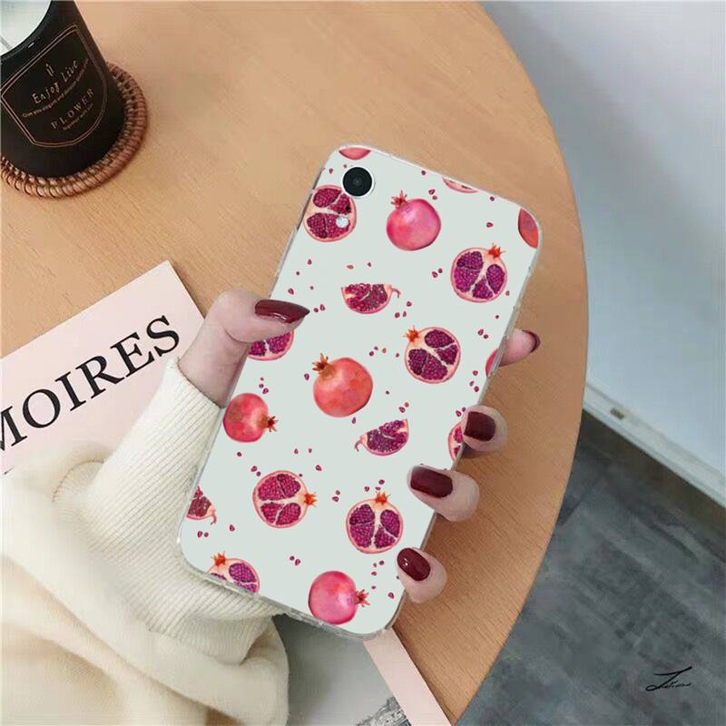 Food fruit red pomegranate and Cherry Phone Case for iPhone 13 11 12 pro XS MAX 8 7 6 6S Plus X 5S SE 2020 XR case
