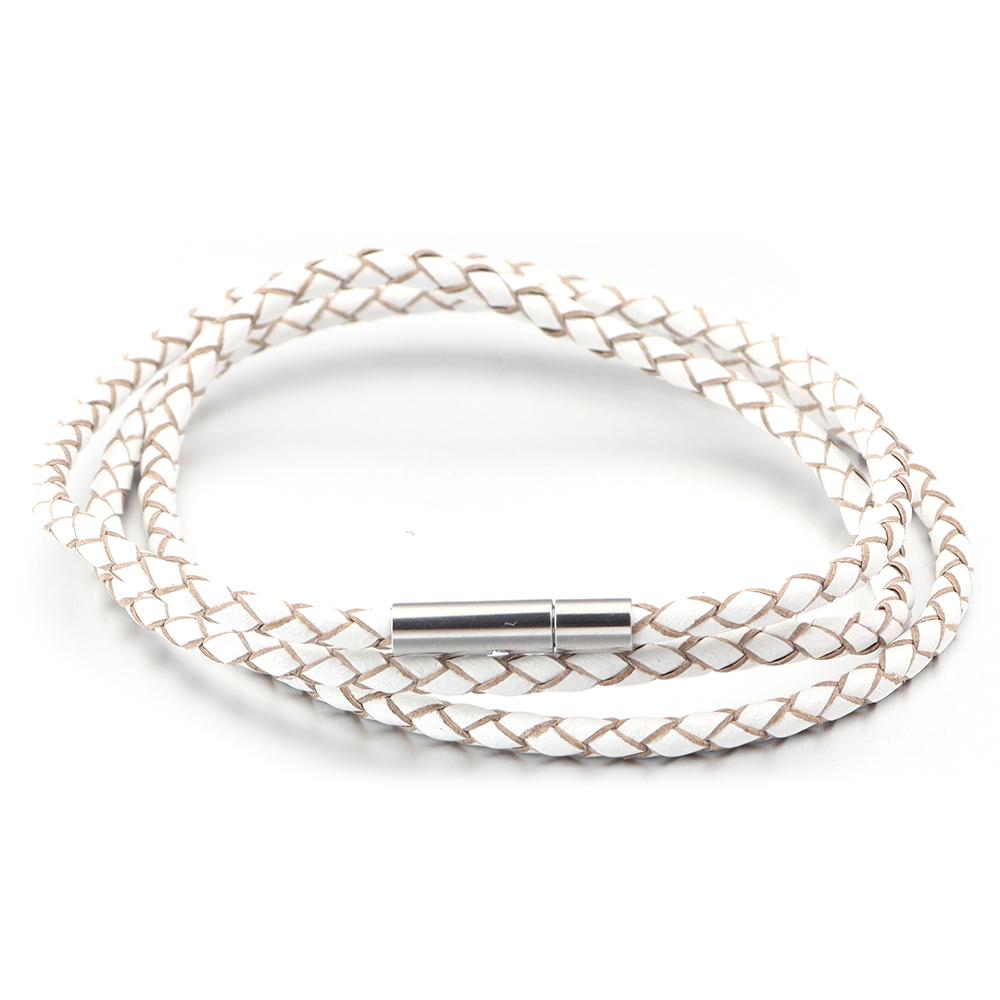 1pc Genuine Braided Leather Bracelet Classic Three Layer Stainless Steel Clasp Bracelet For Men Women Jewelry Making Charm Gifts