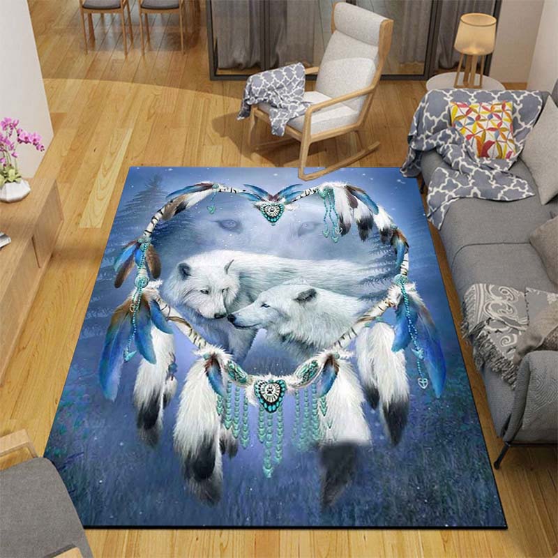 3D Wolf Carpet Forest Moon Night Floor Mats for Living Room Bedroom Entrance Door Mat Rug Non-slip Chair Mats Bathroom Carpet