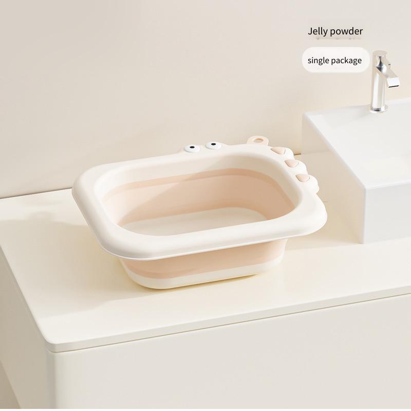 

Baby Specific Household Basin Portable and Thickened Small Basin Children s Silicone Washbasin Foldable and Hanging Three Colors розовый