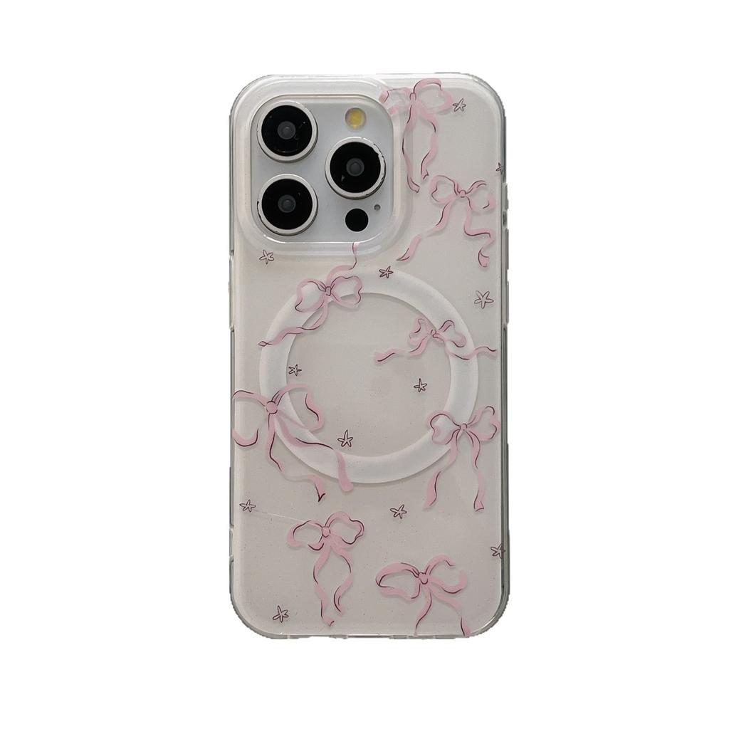 New Creative IMd Big Hole Bow Magnetic Suction for IPhone16 for Apple 15ProMax Phone Case 14Pro