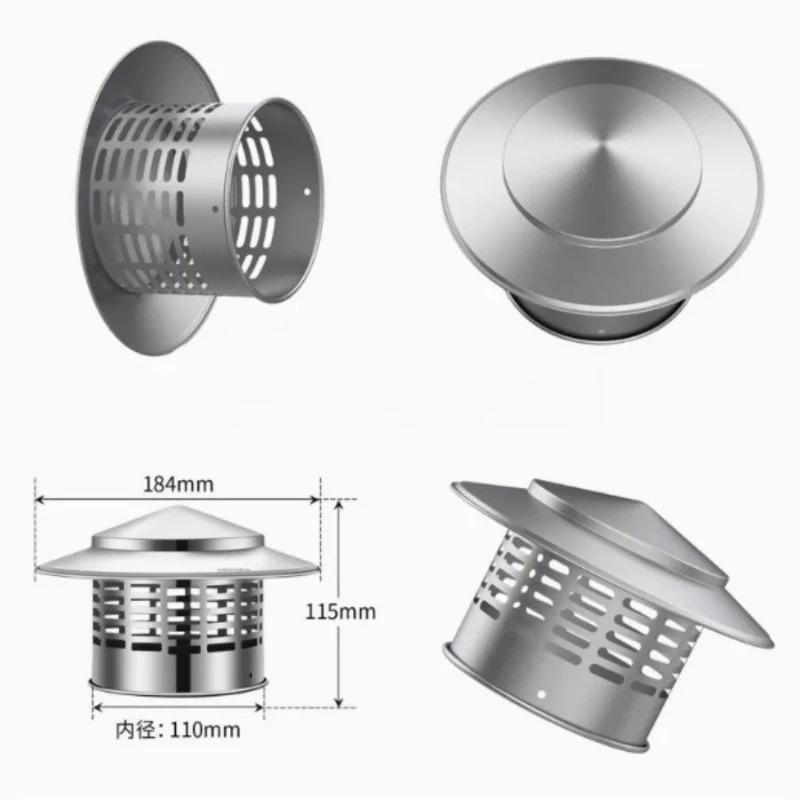 Stainless Steel Ultralight Chimney Rain Cap 75/110/160/200mm for Exterior Wall Roof Pipe Air Exhaust Vent Hood