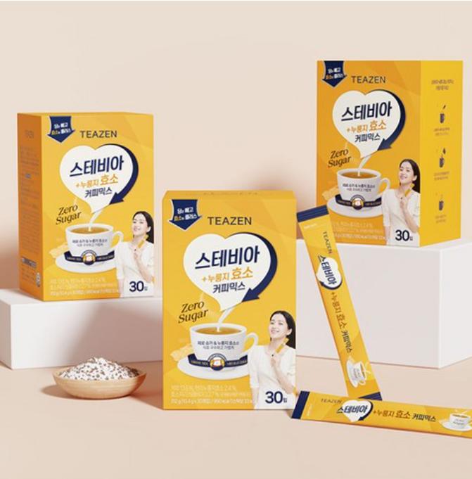 Teazen Stevia Nurungji Enzyme Coffee Mix 30 Sticks – Low-Calorie Korean Coffee