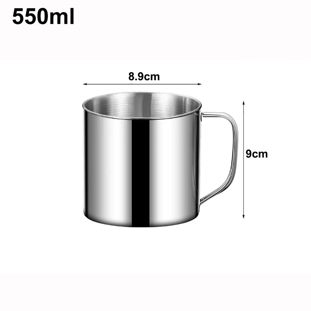 New 350-1250ml Mug Handle Design With Lid Tea Cup 304 Stainless Steel Drinkware Camping