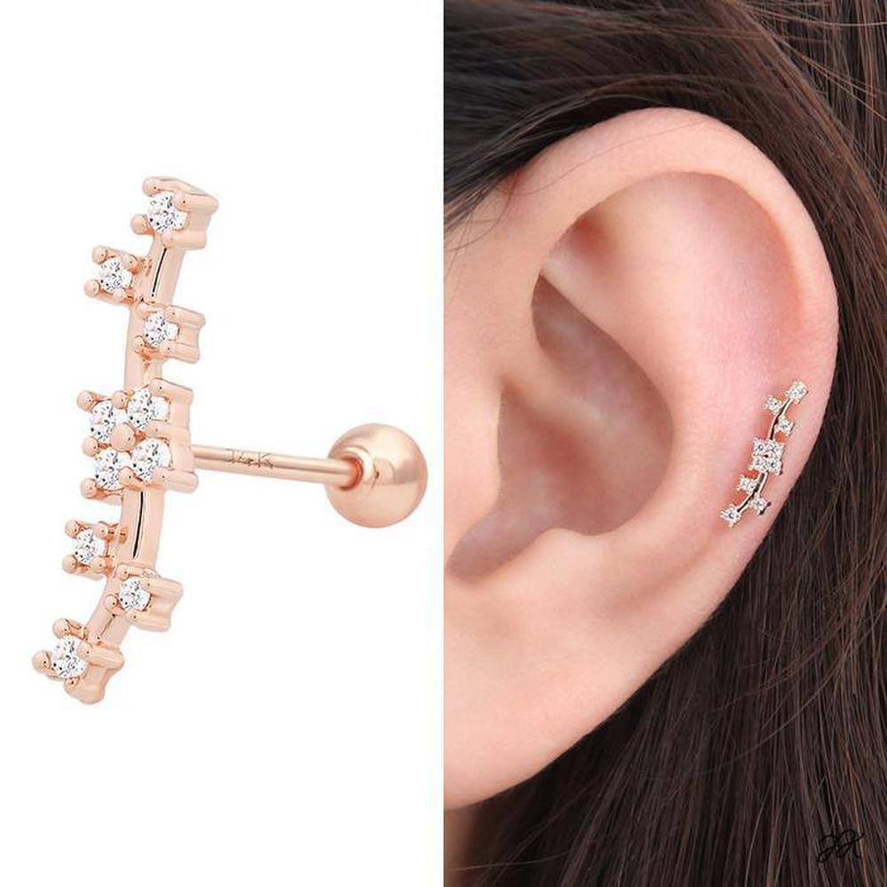 14K Gold Needle Rose Gold Cubic Stick Layered Piercing (S8538886)