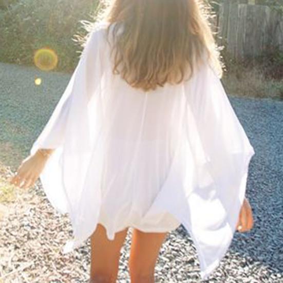 Cover Up V-hals Ademend Polyester Sexy Dames Strand Cover-up om te zwemmen