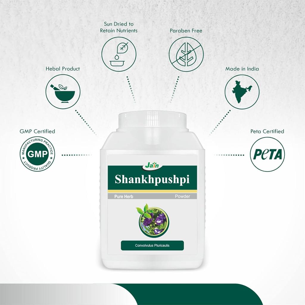 Jain Shankhapushpi Convolvulus Pluricalis Pure Powder 400 G Pack Of 1 For Wellness & Cognitive Support