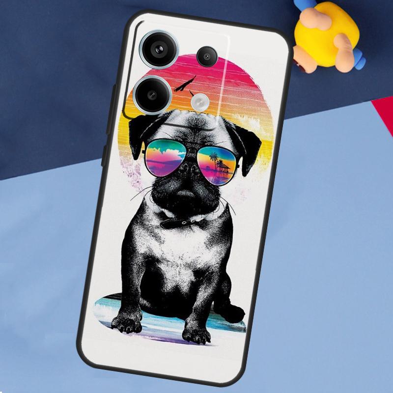 Cute Black Pug Dog Case For Xiaomi Redmi Note 13 Pro Plus Note 9 10 11 12 Pro 9S 10S 11S 12S 10C 12C 13C Coque