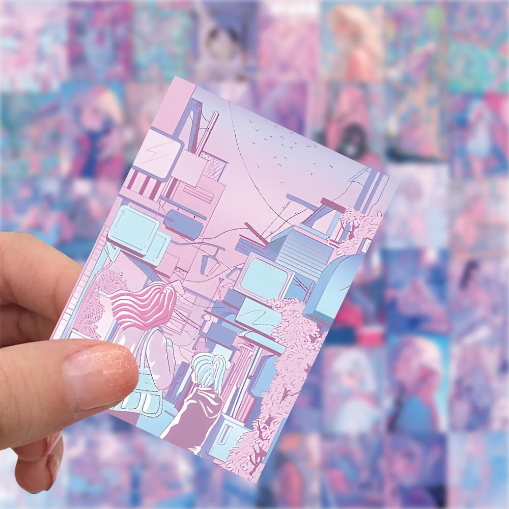 60PCS Pink-Purple Girl Stickers - Soft-Toned Cute Designs for Decorating Notebooks, Phones & DIY Crafts AnimeWorlds Store