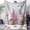 Pastel Gnome Couple Swing Throw Blanket Warm Throw Lightweight Cozy Flannel Cover for Living Room Christmas Valentine's Day Gift