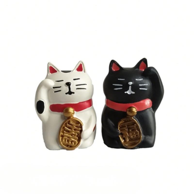 Japanese Zakka Cat Statue Cat Miniature Figurines Resin Craft Toys Ornament Car Home Decoration Photography Props