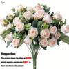 1Pc Heads Artificial Flower Silk Rose White Eucalyptus Leaves Peony Bouquet Fake Flower for Wedding Table Party Vase Home Decor