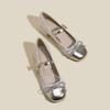 French Mary Jane single shoes women's spring and summer new small fragrant style square head rhinestone bow low heel shoes children