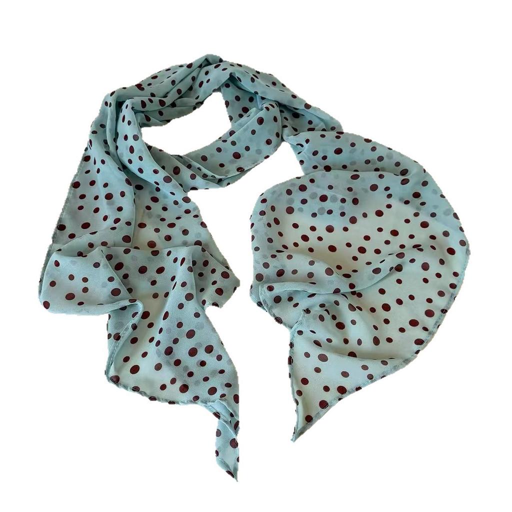 New headband, hair tie, long strip, brown polka dot silk scarf, printed high-end versatile accessories, neck women's scarf