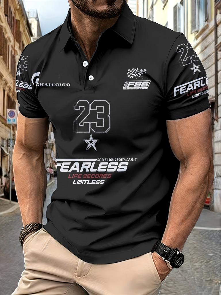 [Print Design-Not Textured New! Men'S Print Casual Short Sleeve Polo Shirt, Suitable for Golf, Daily Wear