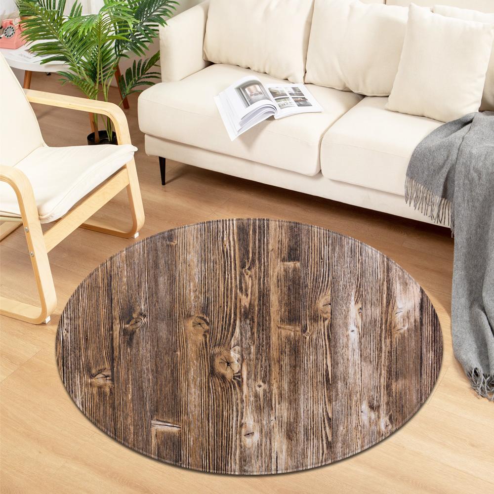 wooden pattern circular carpet home living room bedroom kitchen bathroom floor decoration anti slip carpet