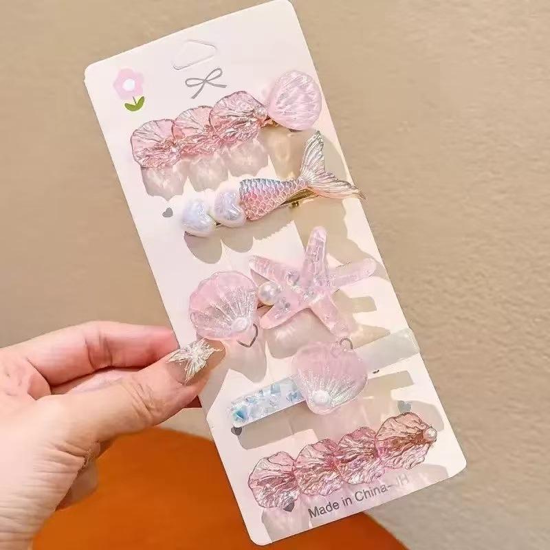 5Pcs Y2K Style Shell Starfish Hair Clips Sweet Mermaid Hairpins Kawaii Girls Hair Accessories for Street Snap Dating Wear