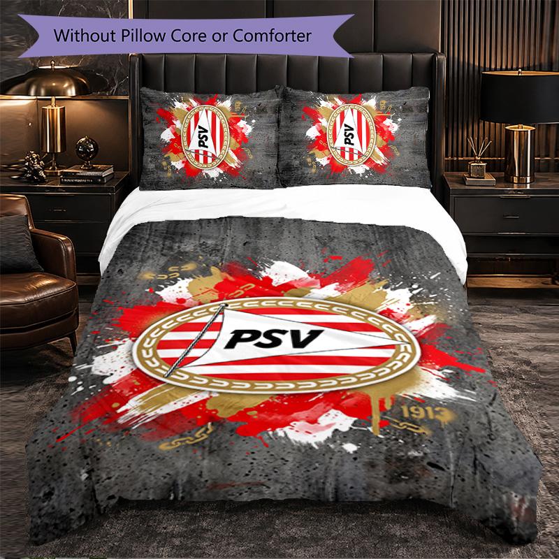 PSV Eindhoven FC Themed Bedding 3Pcs Duvet Cover Set Decorative Bed Linen For Teen Room Home Decoration
