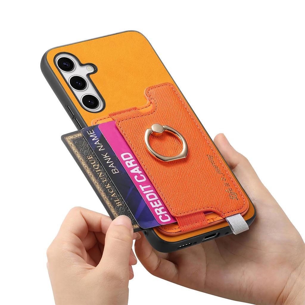 2 In 1 Detachable Magnetic Cards Bag Wallet Leather Ring Holder Case For Samsung Galaxy S24 Ultra S23Plus A05 A55 A15 A25 Cover