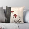 Abstract Japandi Red Flower Square Pillowcase Polyester Linen Velvet Creative Zip Decor Pillow Case Sofa Cushion Cover