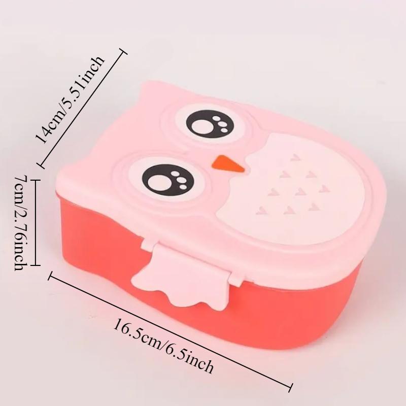 1pc Owl Lunch Box Plastic Compartment Cartoon Cute Portable Lunch Box with Lid Student Lunch Box Food Container