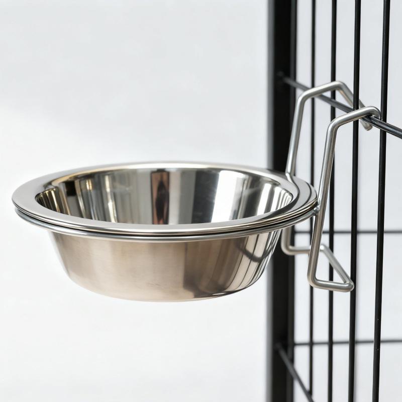 Stainless Steel Anti-Tip Hanging Pet Bowl for Dogs and Cats