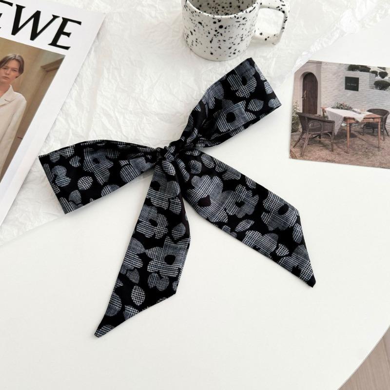 

Длинный шелковый шарф маленький стример женский новый длинный высококачественный однотонный черно-белый в горошек двухслойная лента ремешок украшение