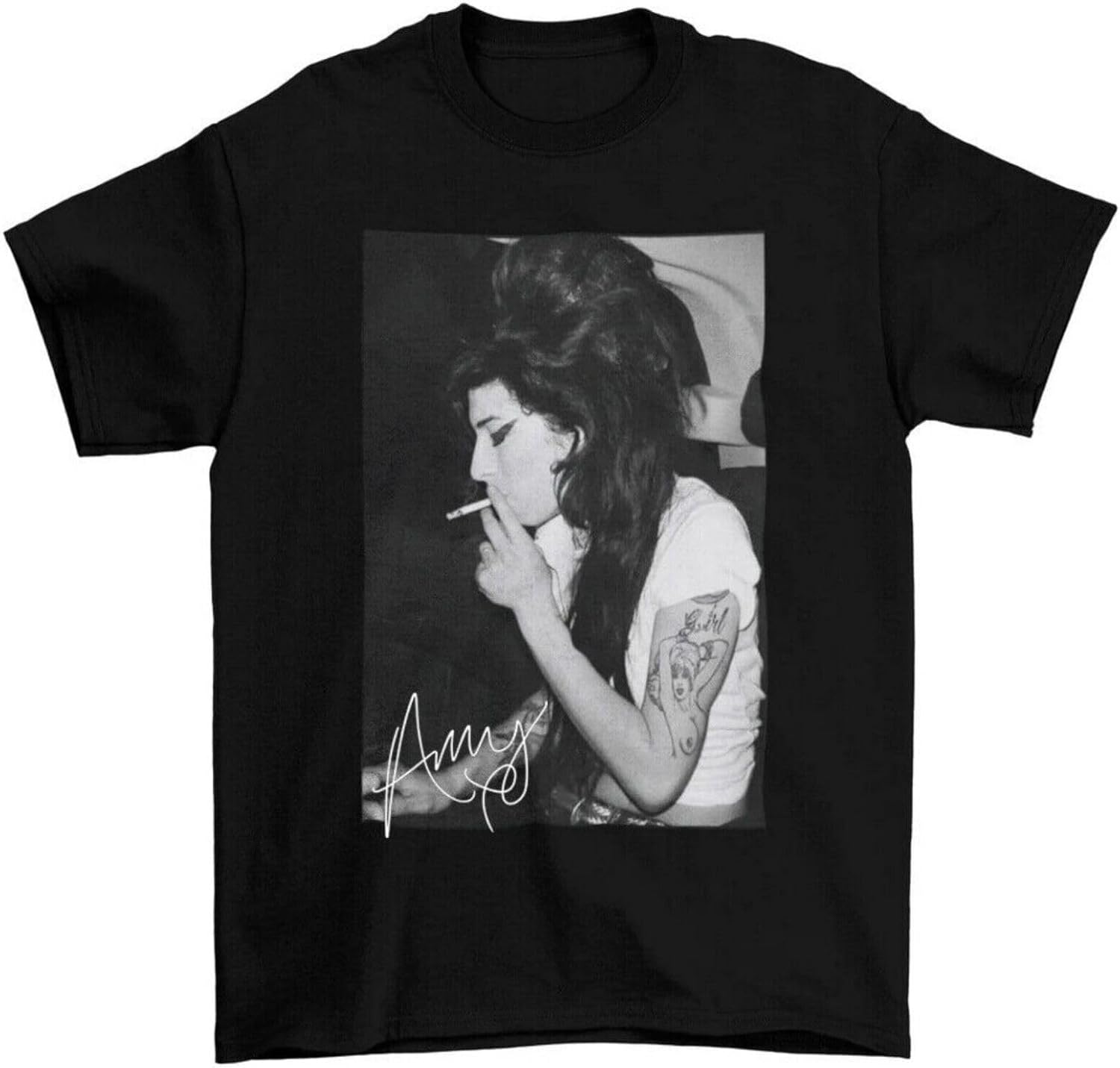 Hot Smoke Amy Winehouse Men T Shirt Cotton Unisex Tee Black XXL 3XL чёрный