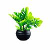 with Flowerpot Monstera Leaf Artificial Plant Green Leaves Simulation Green Plant  Desktop Ornament