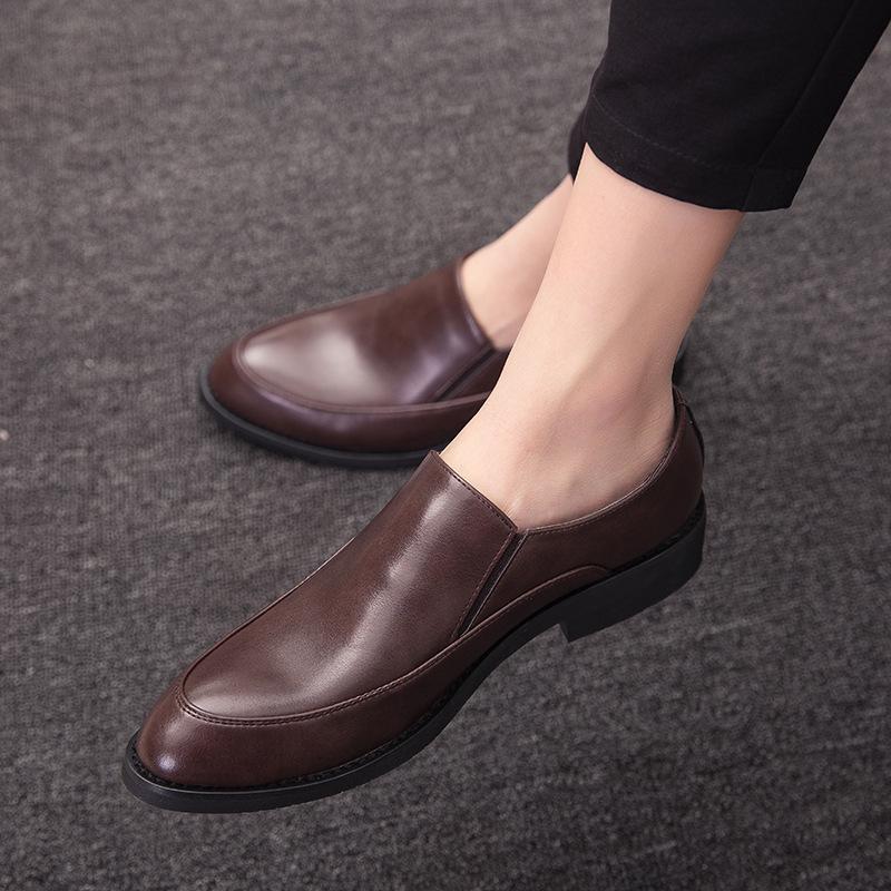 Men s Autumn Business Leather Slip-On Casual Shoes 43 коричневый