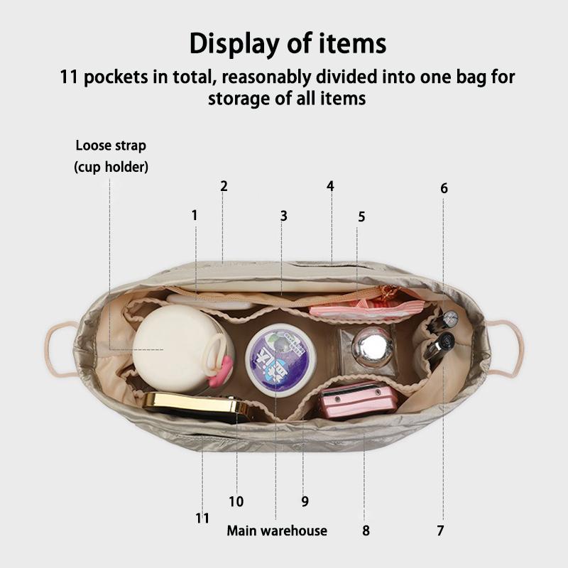 Dupont Paper Handbag Insert Organizer - Waterproof Travel Makeup Storage Liner