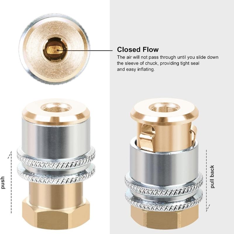  Locking Tire Inflator Chuck Brass Tire Air Chuck for Secure & Efficient Inflation for Various Pumps Interfaces