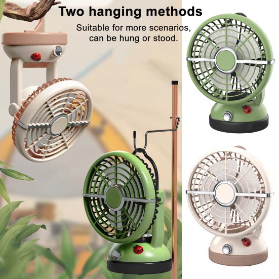 Ventilatore Portatile da Campeggio 1200mAh Ricaricabile con Gancio Appeso Piccolo Ventilatore da Soffitto per Tenda Camper Letto Auto