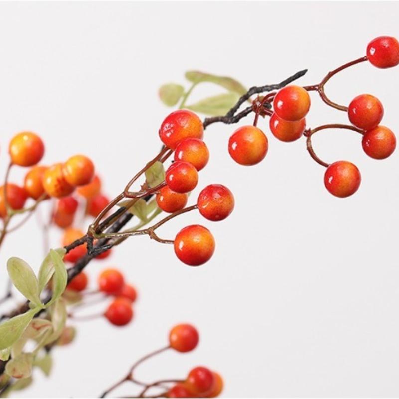 3pcs Artificial Plants Branch Orange Autumn Fruit Berries 70cm Foam Berry Plastic Fake Flower Home Ornaments Decoration