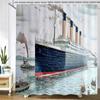 1 pcs Retro navigation sailboat printed shower curtain bathroom partition bathroom curtain with hooks home decorative curtain
