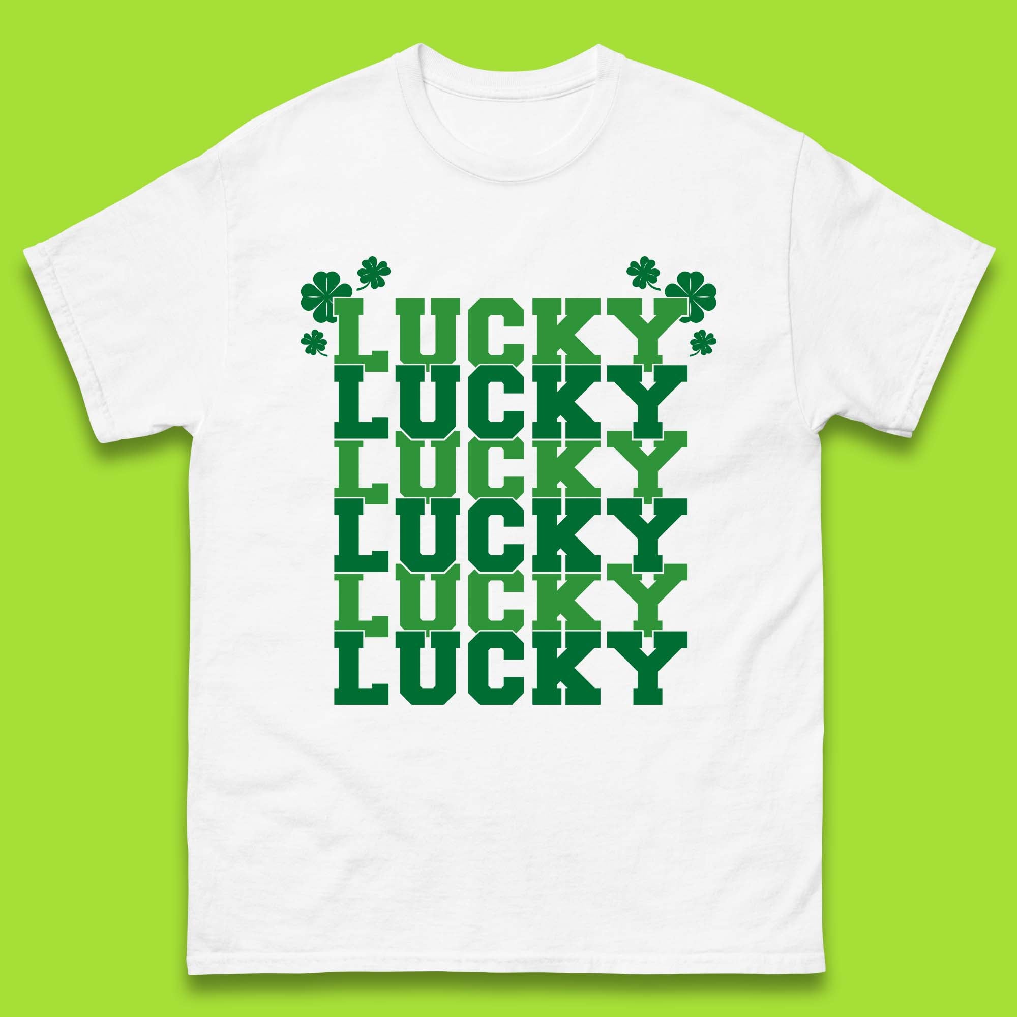 Lucky St Patrick s Day Mens T-Shirt Womens Tops Tees L