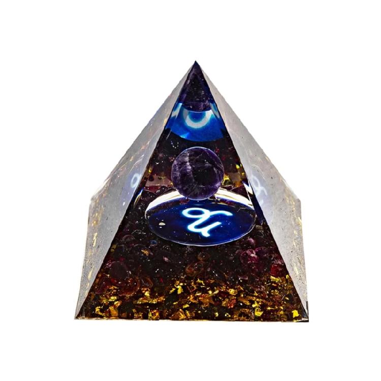 12 Zodiacs Orgone Crystal Pyramid,Amethysts Obsidians Healings Crystals Pyramid Constellations Pyramid for Money Health